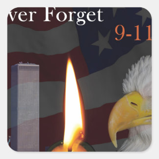 Pegatina Cuadrada Nunca olvidar el 9-11-01