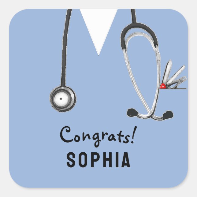 Pegatina Cuadrada Nurse Graduation Congrats (Anverso)