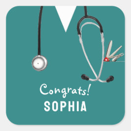 Pegatina Cuadrada Nurse Graduation Congrats