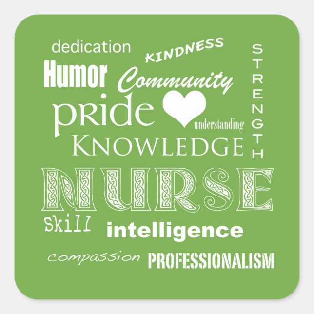 Pegatina Cuadrada Nurse Pride Attributes-Lime Green (Anverso)