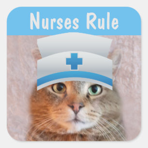 Pegatina Cuadrada Nurse Rupie Cat
