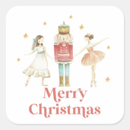 Pegatina Cuadrada Nutcracker Ballet de Invierno Navidad