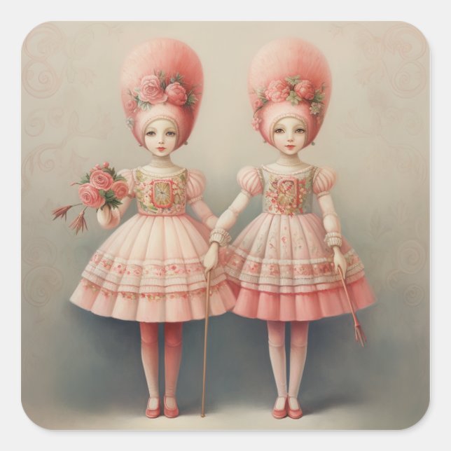 Pegatina Cuadrada Nutcracker Ballet Fashion-Russian Dancers (Anverso)