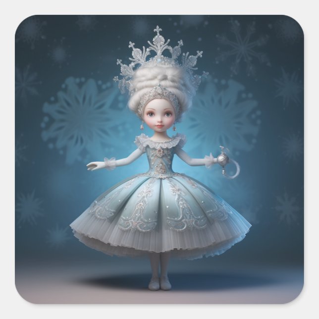 Pegatina Cuadrada Nutcracker Ballet Fashion-Snow Queen (Anverso)