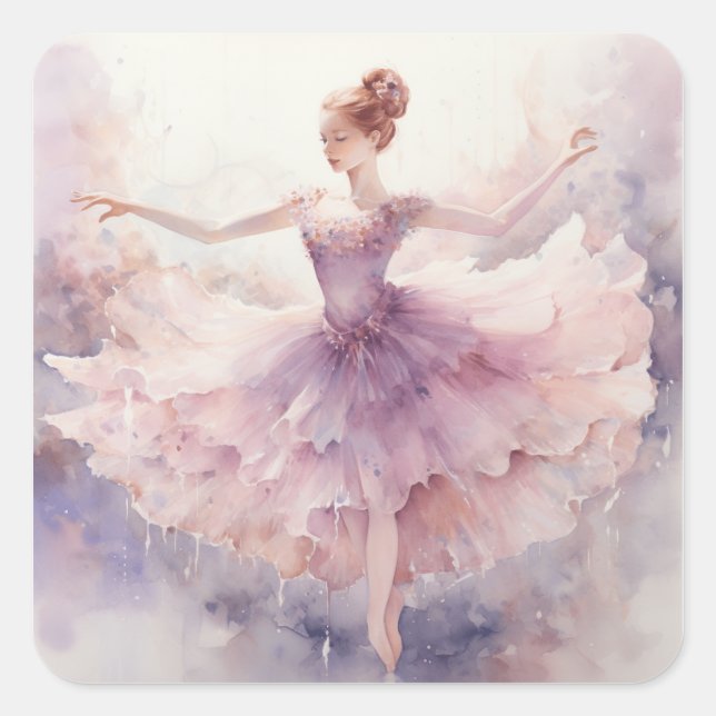 Pegatina Cuadrada Nutcracker Ballet Sugarplum Fairy  (Anverso)