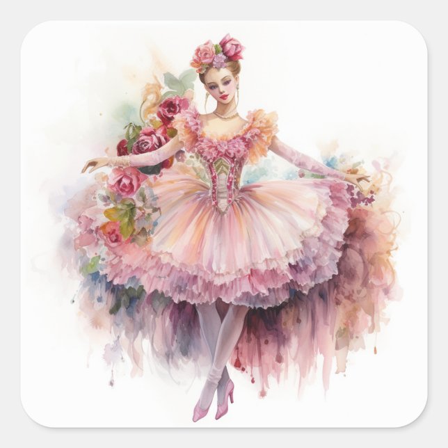 Pegatina Cuadrada Nutcracker Ballet,Waltz of the Flowers  (Anverso)