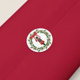 Pegatina Cuadrada Nutcracker Red Bow Wreath Christmas Stickers