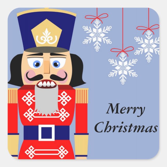 Pegatina Cuadrada Nutcracker Snowflake Christmas Stickers (Anverso)