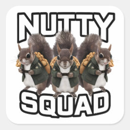 Pegatina Cuadrada Nutty Squad, Squirrel Snack Squad