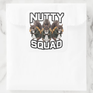 Pegatina Cuadrada Nutty Squad, Squirrel Snack Squad
