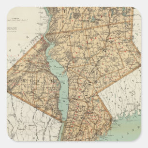 Pegatina Cuadrada NY, reyes, Queens, Richmond, Rockland