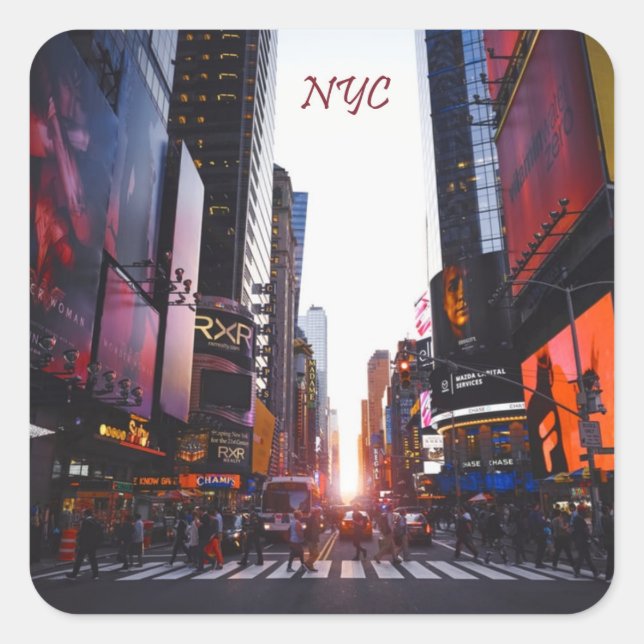 Pegatina Cuadrada NYC Times Square New York (Anverso)