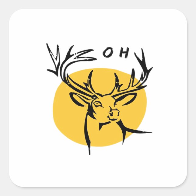 Pegatina Cuadrada O Dear O Dear Yellow Artistic Style  (Anverso)