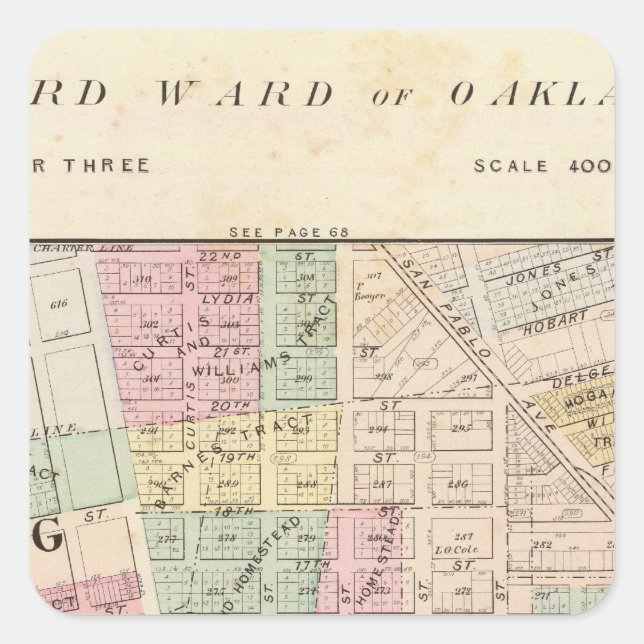 Pegatina Cuadrada Oakland, alrededores 3 (Anverso)