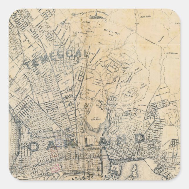 Pegatina Cuadrada Oakland, Berkeley, Alameda (Anverso)