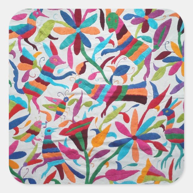 Pegatina Cuadrada Oaxaca México Boho étnico maya hispano mexicano (Anverso)