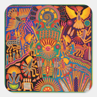 Pegatina Cuadrada Oaxaca México México Viaje Boho de arte tribal may