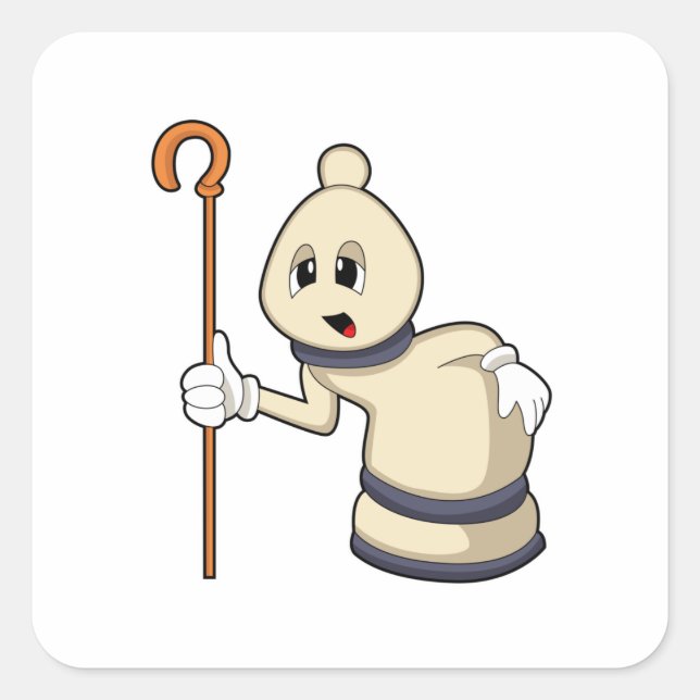 Pegatina Cuadrada Obispo de ajedrez en ajedrez (Anverso)