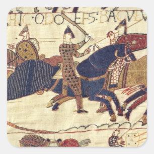 Pegatina Cuadrada Obispo rallando en el ejército de Duke William