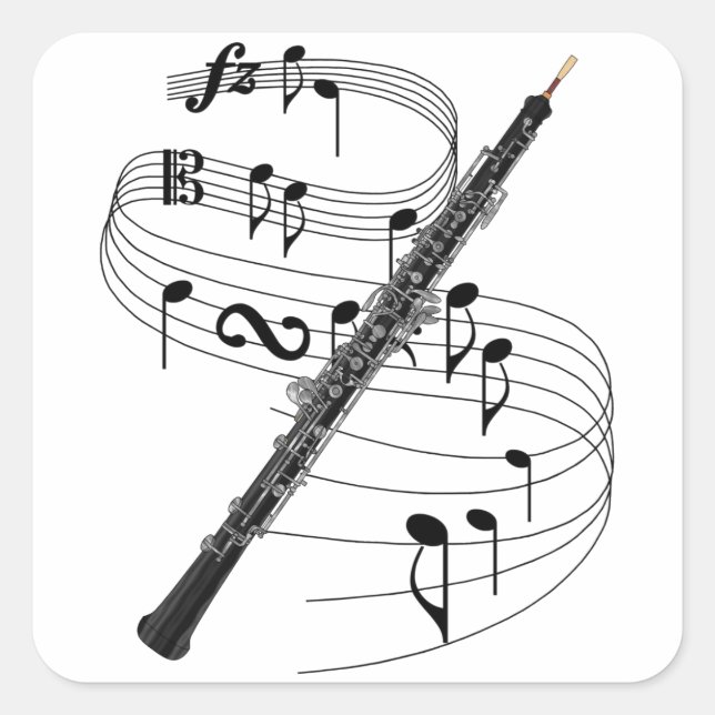 Pegatina Cuadrada Oboe (Anverso)