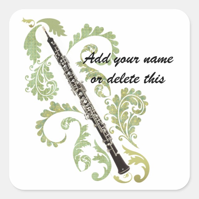 Pegatina Cuadrada Oboe y follaje (Anverso)