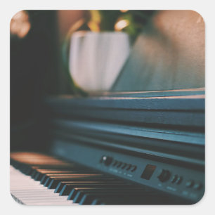 Pegatina Cuadrada Obra de arte de piano cuto