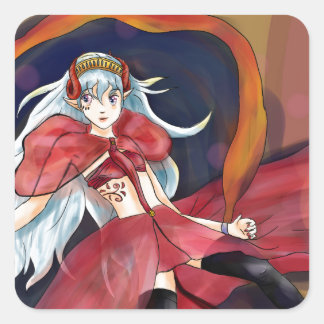 Pegatina Cuadrada Obra de arte oriental - Melodía