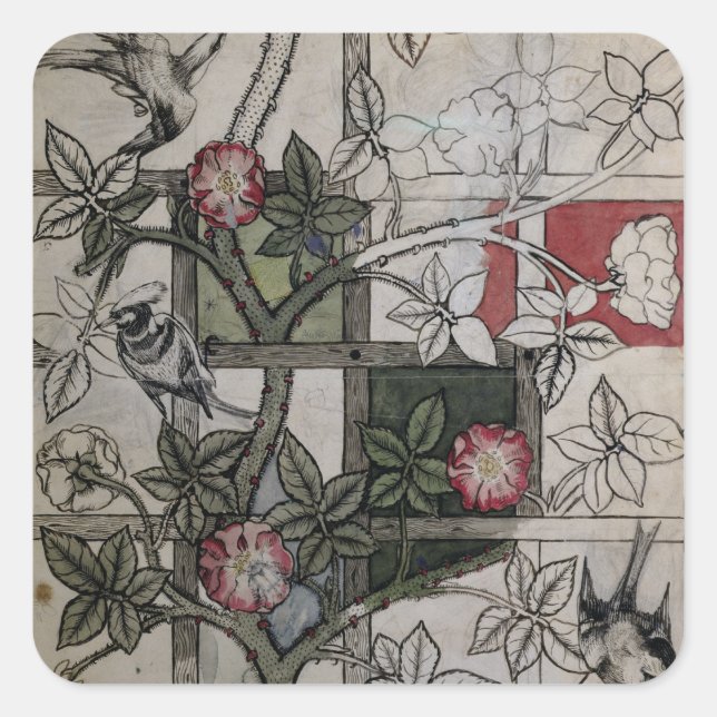 Pegatina Cuadrada Obra de arte original para el diseño de papel tapi (Anverso)