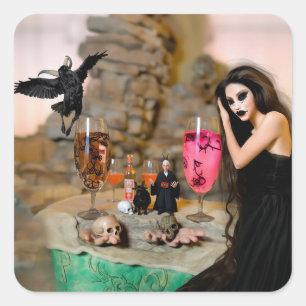 Pegatina Cuadrada Obra en la sombra Occult Dark Witchy Recuperación