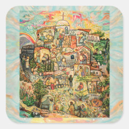 Pegatina Cuadrada Obras de Pegatinas cristianos piadosos