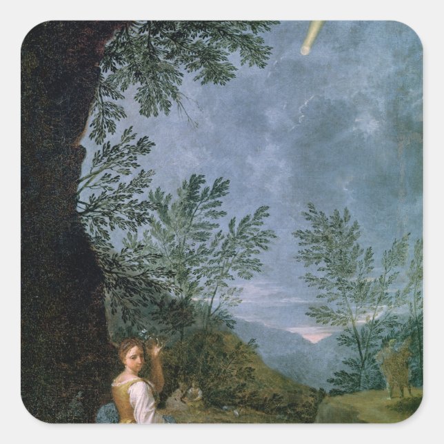 Pegatina Cuadrada Observaciones astronómicas (Anverso)