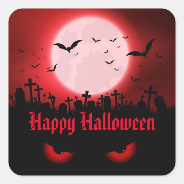 Pegatina Cuadrada Observadores nocturnos oscuros (Anverso)