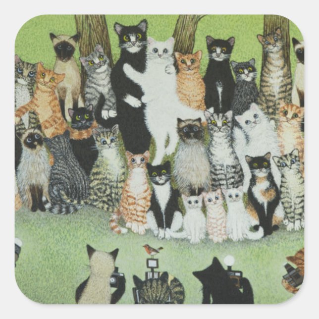 Pegatina Cuadrada Observen a los Birdie (Anverso)