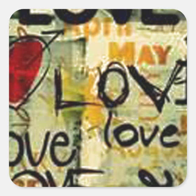 Pegatina Cuadrada Obtén Un Pequeño Graffiti De Amor (Anverso)