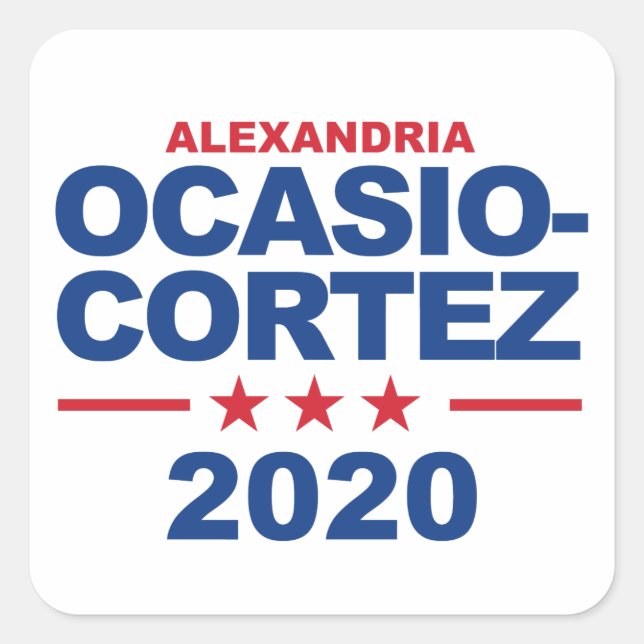Pegatina Cuadrada Ocasio-Cortez 2020 (Anverso)