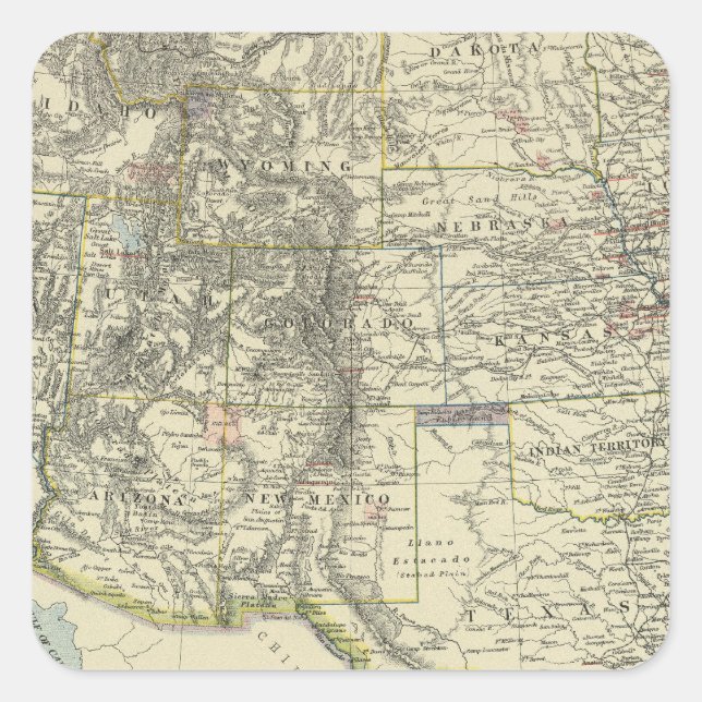 Pegatina Cuadrada Occidental de EE.UU. (Anverso)