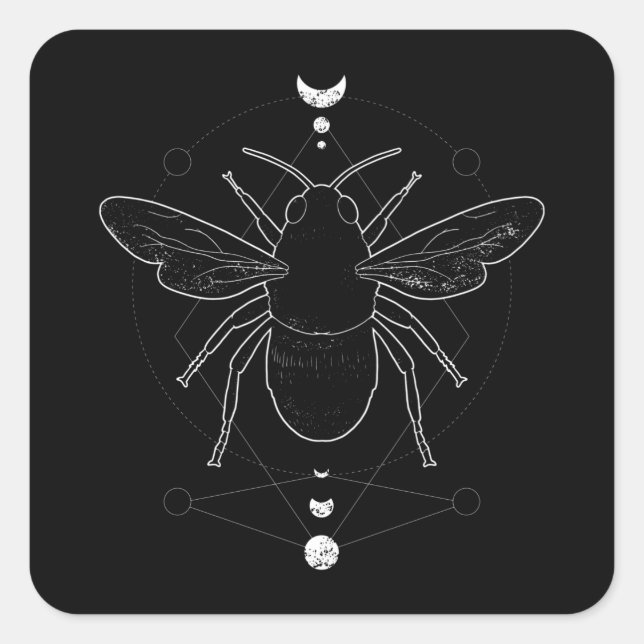 Pegatina Cuadrada Occult Bee (Anverso)