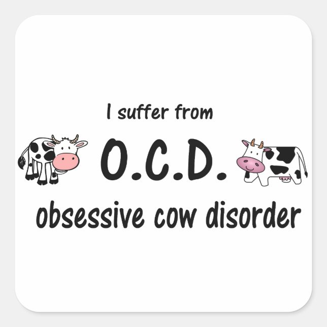 Pegatina Cuadrada OCD Cow (Anverso)