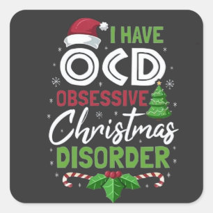 Pegatina Cuadrada Ocd Navidades obsesivos desordenan Navidad
