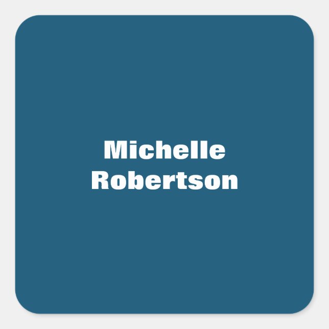 Pegatina Cuadrada Ocean Blue Plain Nombre propio de adición Minimali (Anverso)