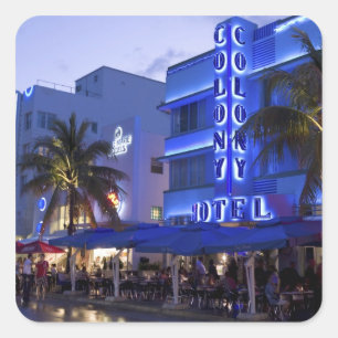 Pegatina Cuadrada Ocean Drive, South Beach, Miami Beach, 2