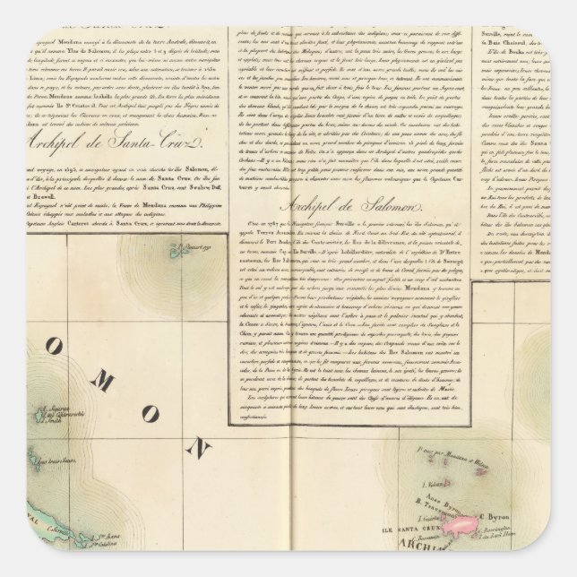 Pegatina Cuadrada Oceanía de las Islas Salomón no 33 (Anverso)