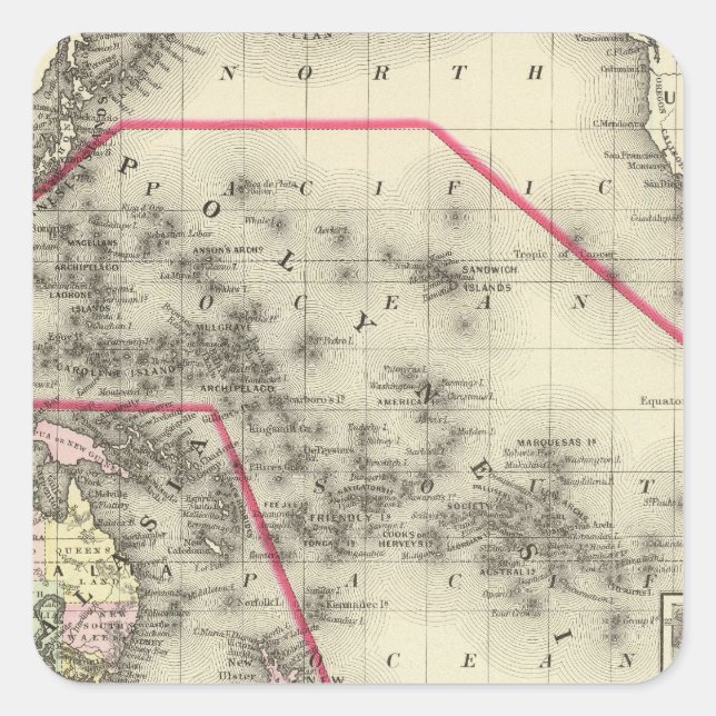 Pegatina Cuadrada Oceanica, Islas Sandwich 2 (Anverso)