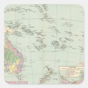 Pegatina Cuadrada Oceanien - mapa del atlas de Oceanía