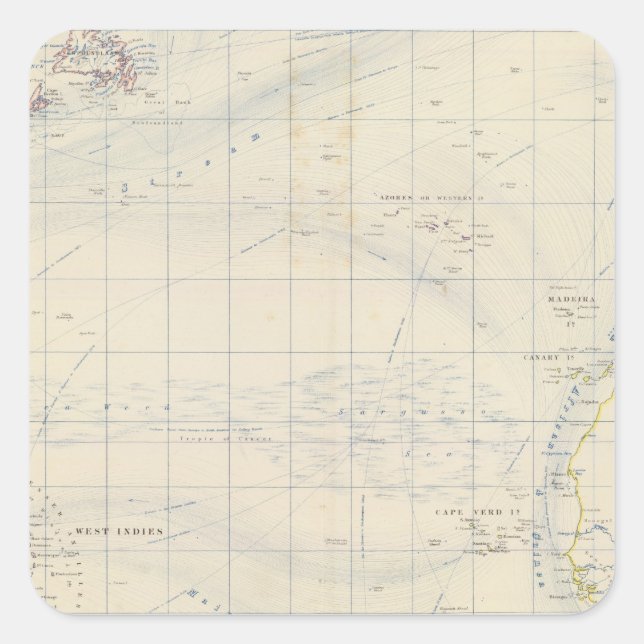 Pegatina Cuadrada Océano Atlántico (Anverso)