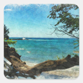 Pegatina Cuadrada Océano azul