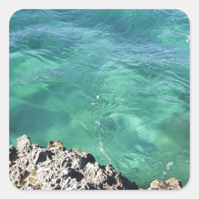 Pegatina Cuadrada Océano azul/verde de México (Anverso)