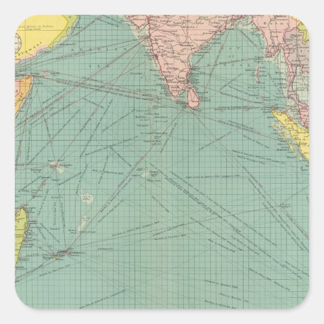 Pegatina Cuadrada Océano Índico 3 (Anverso)