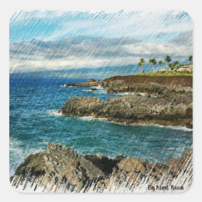 Pegatina Cuadrada Océano Pacífico (Anverso)