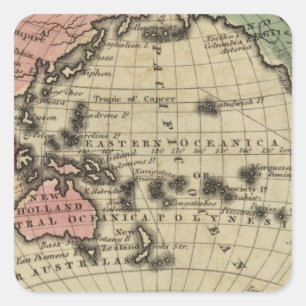 Pegatina Cuadrada Océano Pacífico, islas británicas